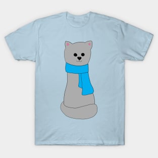 Cat in Blue Scarf T-Shirt